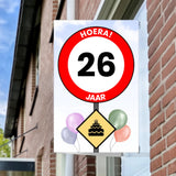 Raambord Verjaardag Verkeersbord Ballonnen – Gepersonaliseerd Verjaardagsbord