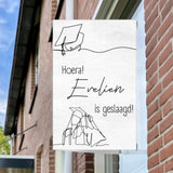 Geslaagd Minimalistisch Lijntekening Meisje – Gepersonaliseerd Raambord