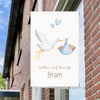 Raambord Geboortebord Ooievaar Blauw – Gepersonaliseerd Raambord-zuignappen-tape-Raambordje-Raambord.nl