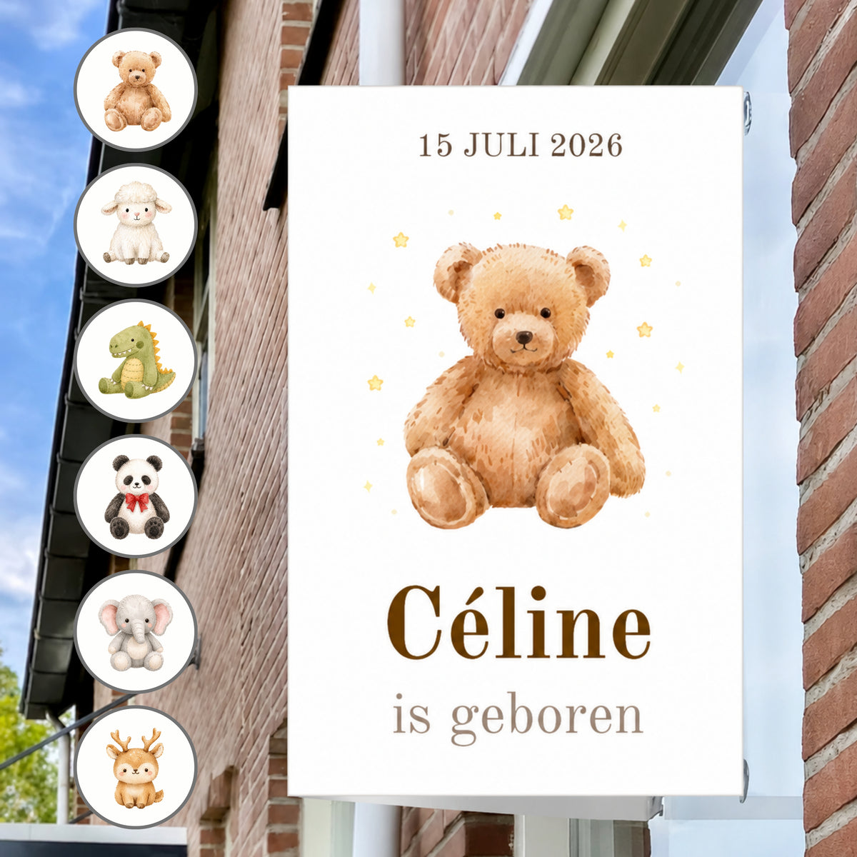 Raambord Geboorte Knuffeldieren