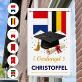 Raambord Geslaagd Twee Vlaggen Luxe – Gepersonaliseerd Geslaagd Bord