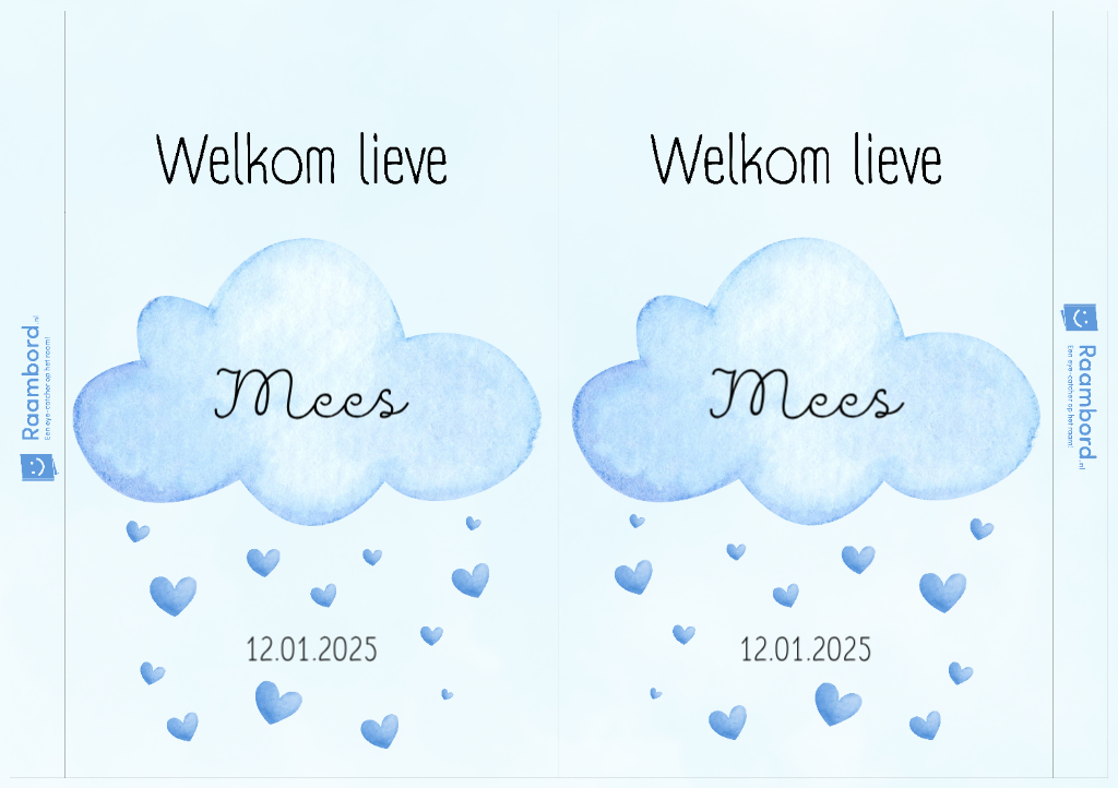 Raambord Geboortebord Wolk Blauw