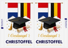 Raambord Geslaagd Twee Vlaggen Luxe – Gepersonaliseerd Geslaagd Bord