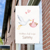 Raambord Geboortebord Ooievaar Roze – Gepersonaliseerd Raambord-zuignappen-tape-Raambordje-Raambord.nl