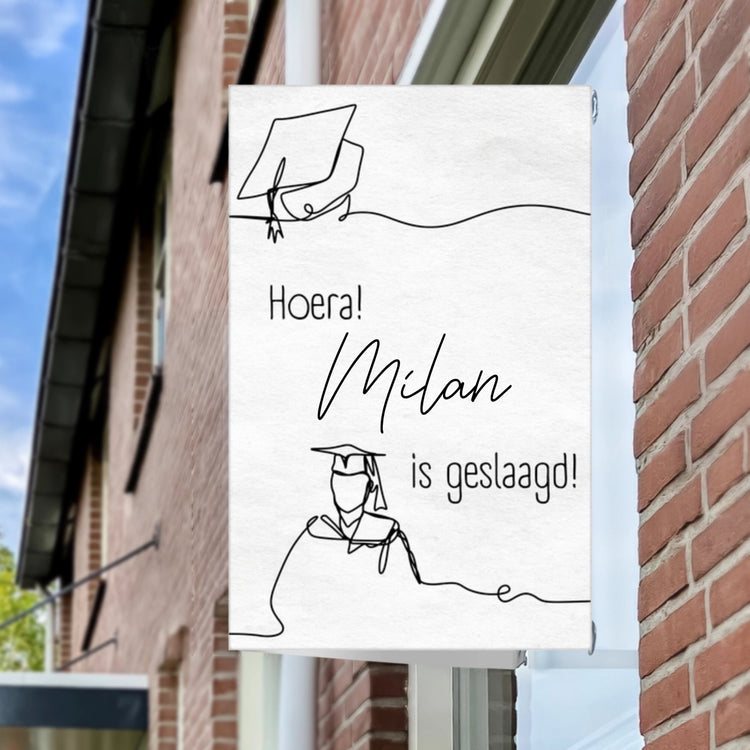 Raambord Geslaagd Minimalistisch Lijntekening Jongen