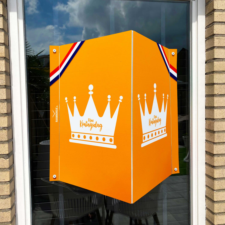 Raambord Fijne Koningsdag kroon - Oranje