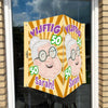 Raambord Sarah 50 jaar Cartoon-zuignappen-tape-Raambordje-Raambord.nl