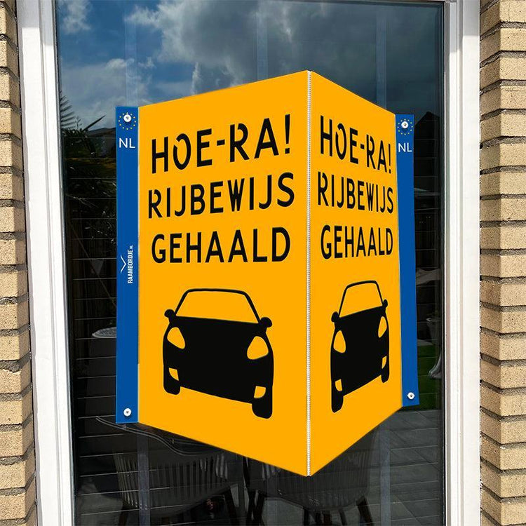 Raambord Hoera rijbewijs gehaald - kenteken