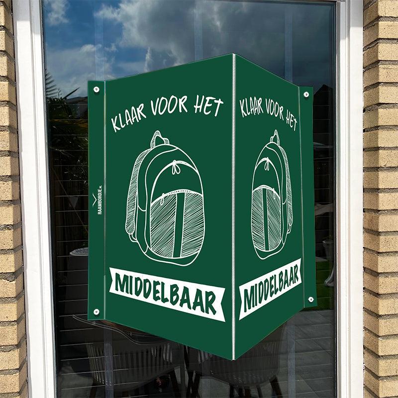 Raambord Klaar voor het Middelbaar – Schoolbord met Rugzak