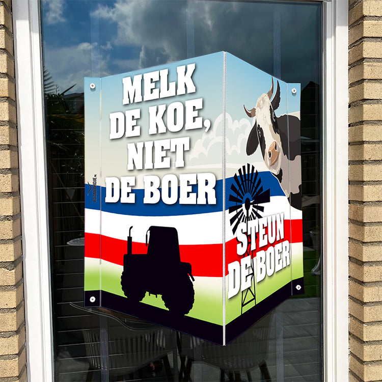 Raambord Melk de koe, niet de boer