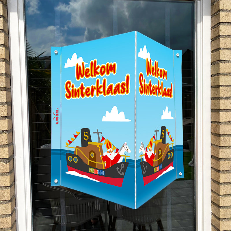 Raambord Welkom Sinterklaas pakjesboot