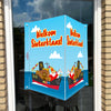 Raambord Welkom Sinterklaas pakjesboot-zuignappen-tape-Raambordje-Raambord.nl