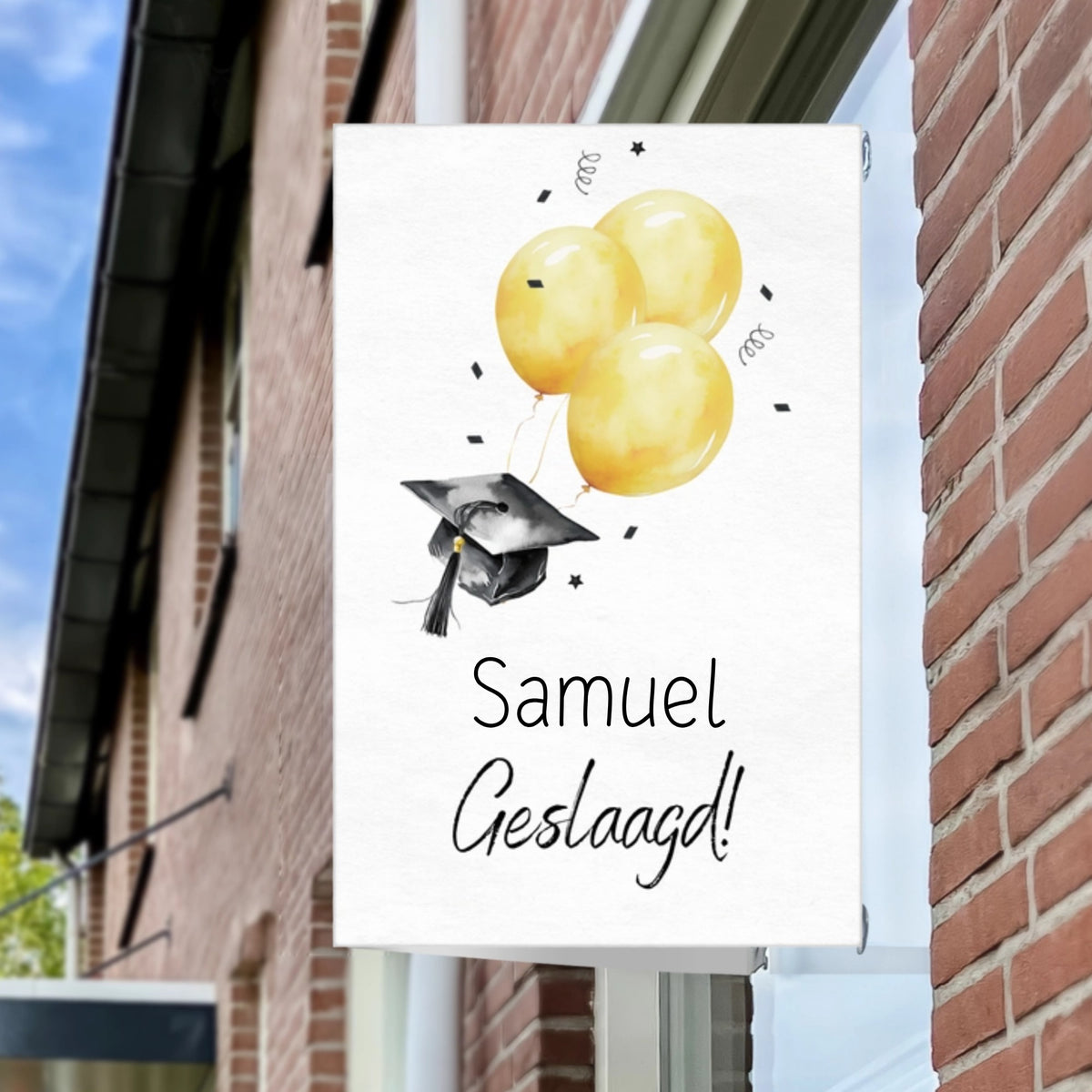 Raambord Geslaagd Gouden Ballonnen
