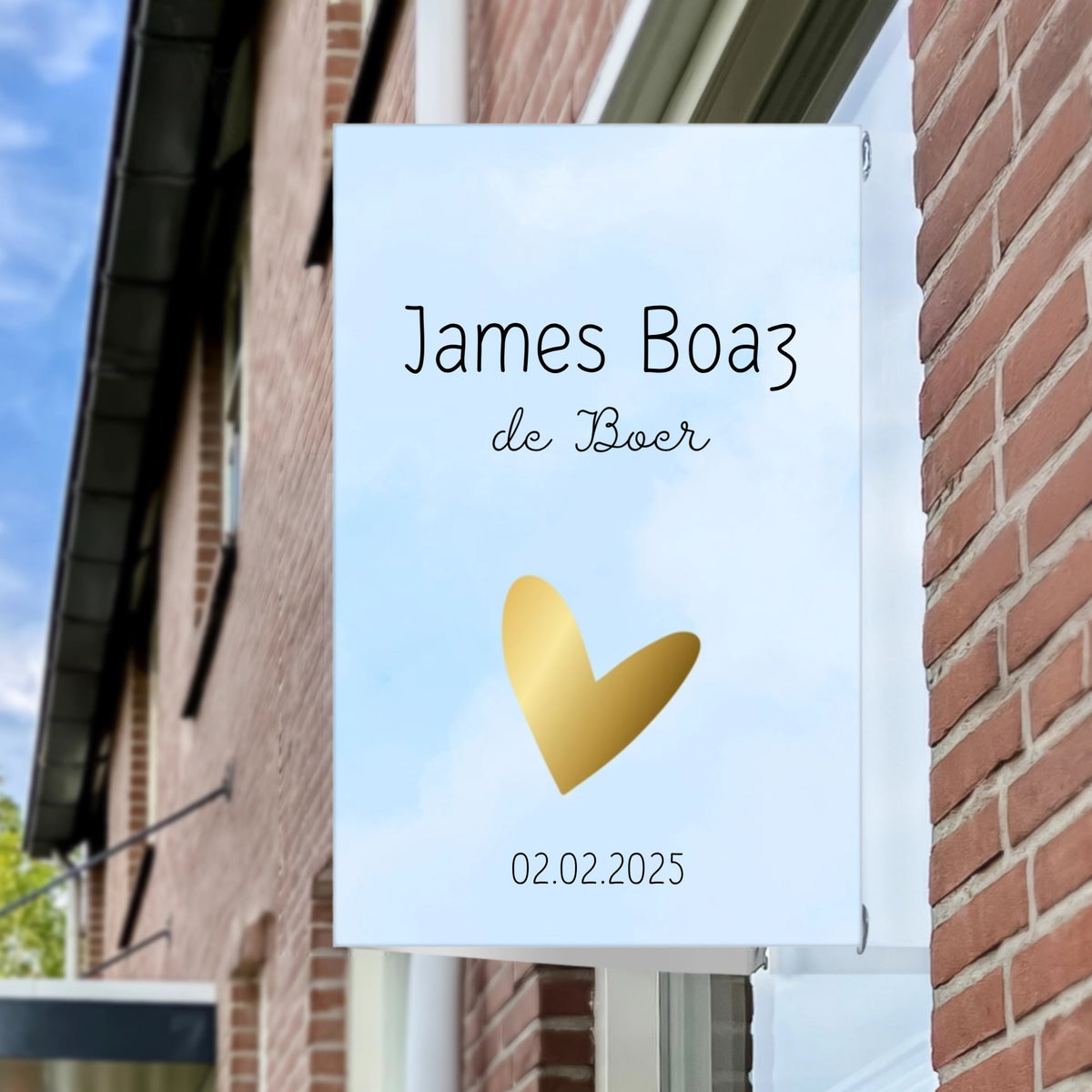 Raambord Geboortebord Hartje Blauw