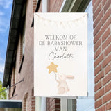 Raambord Babyshower Konijn met Ster – Personaliseerbaar Welkomstbord