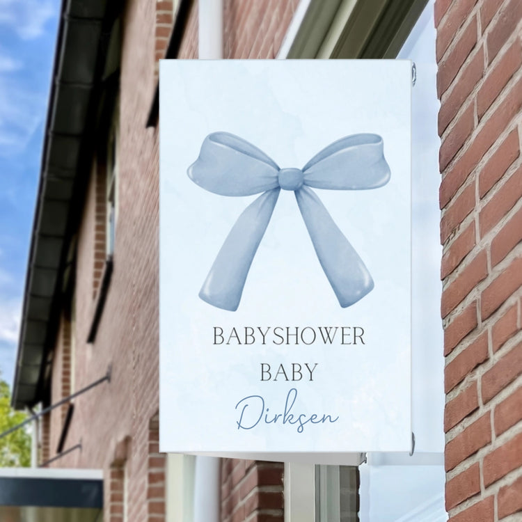 Raambord Babyshower Blauwe Strik