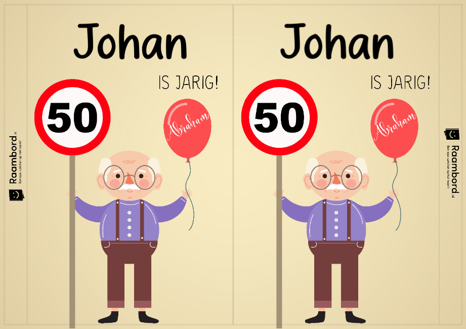 Raambord Abraham 50 Jaar Verkeersbord