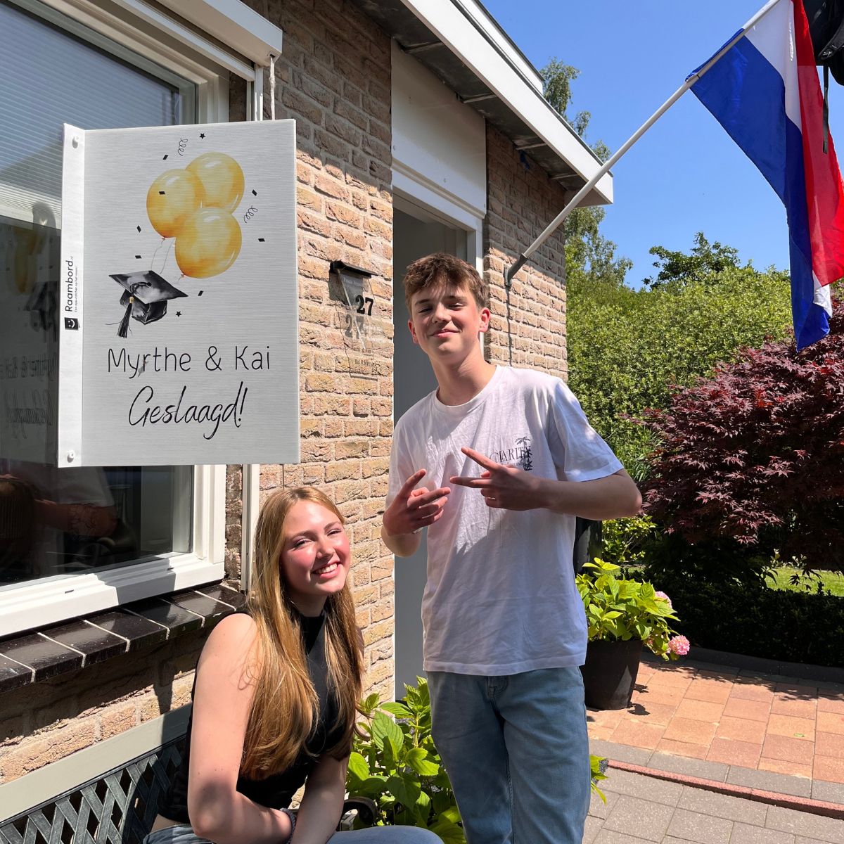 Raambord Geslaagd Gouden Ballonnen