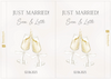 Just Married Raambord Champagneglazen – Gepersonaliseerd Huwelijksbord