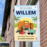 Raambord Pensioen Koffer – Gepersonaliseerd Pensioenbord