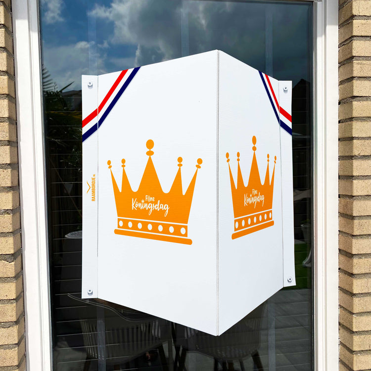 Raambord Fijne Koningsdag kroon - Wit