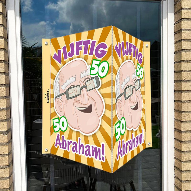 Raambord Abraham 50 jaar Cartoon