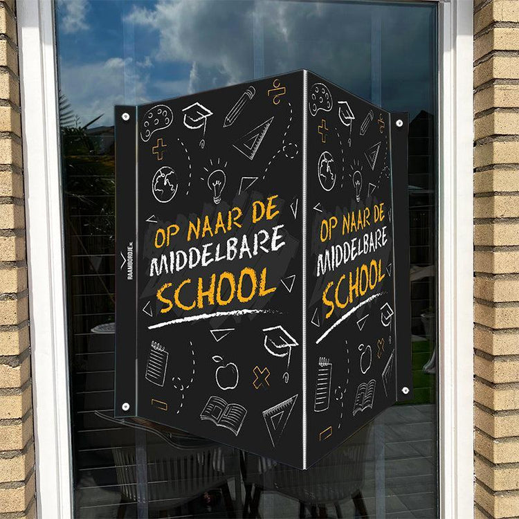 Raambord Op naar de Middelbare School – Schoolbord Stijl